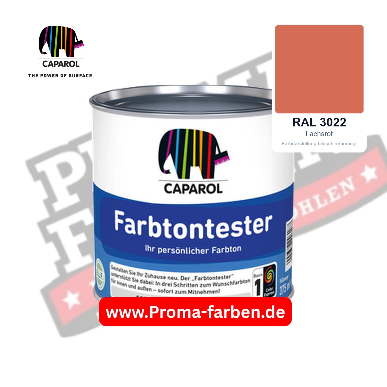 Caparol Farbtontester RAL 3022 Lachsrot