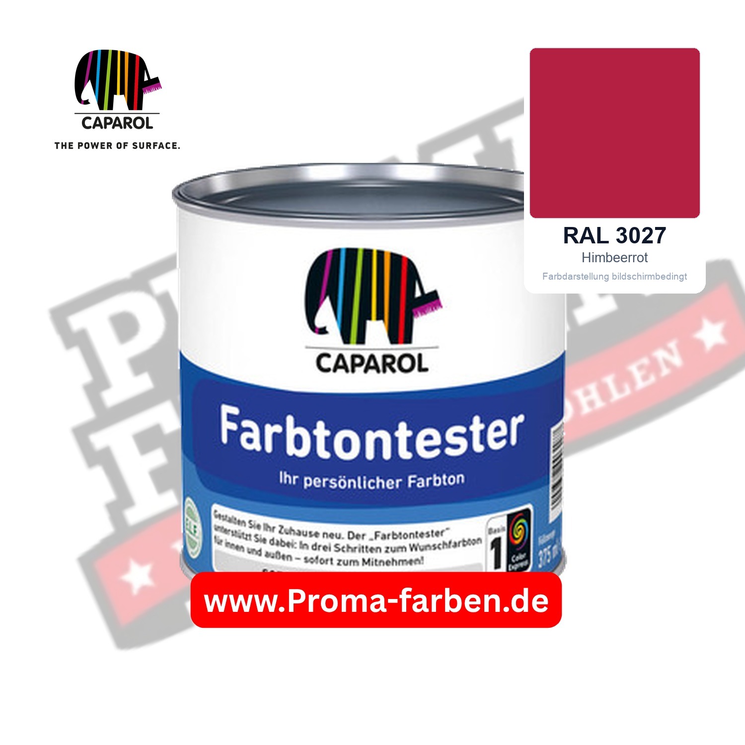 Caparol Farbtontester RAL 3027 Himbeerrot