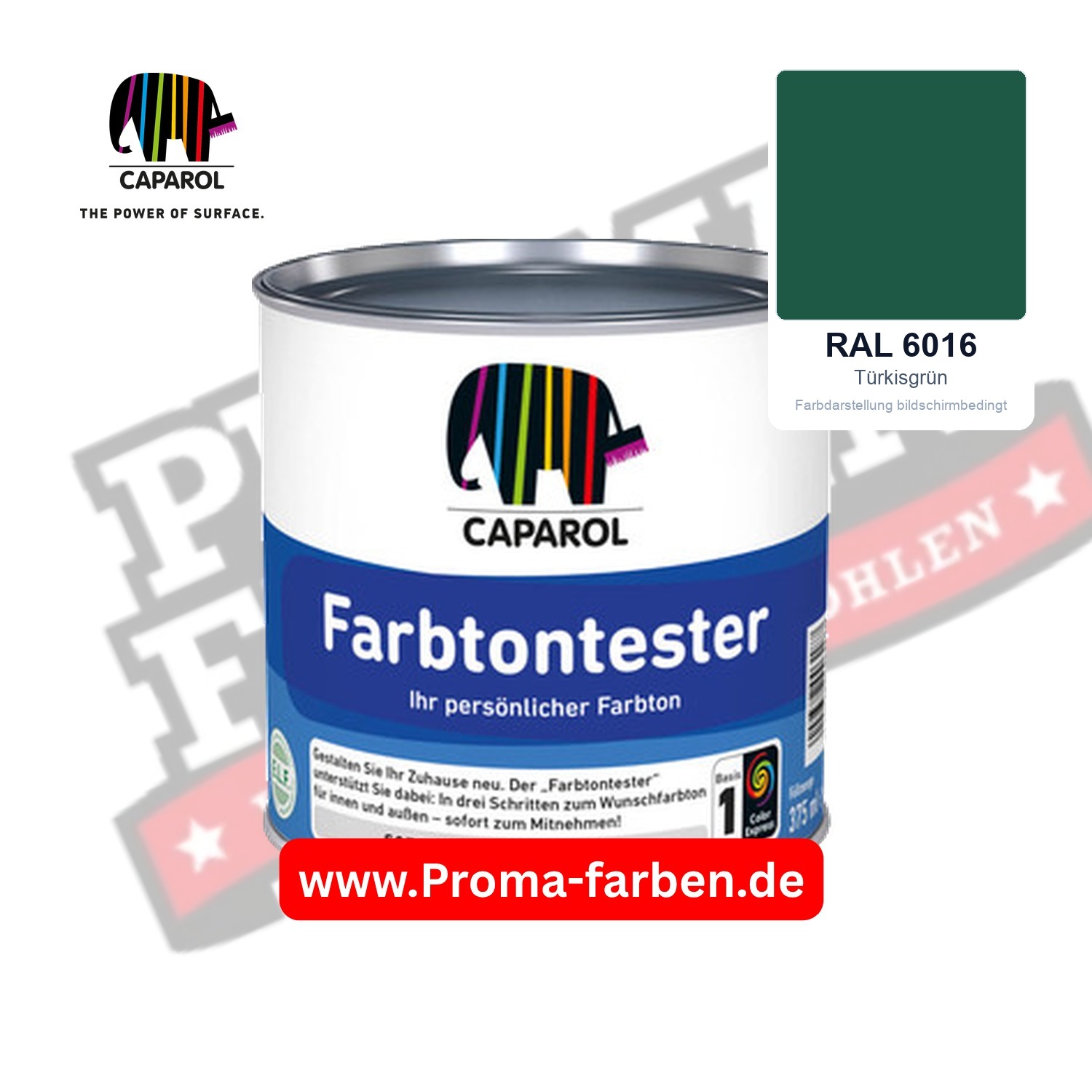 Caparol Farbtontester RAL 6016 Türkisgrün