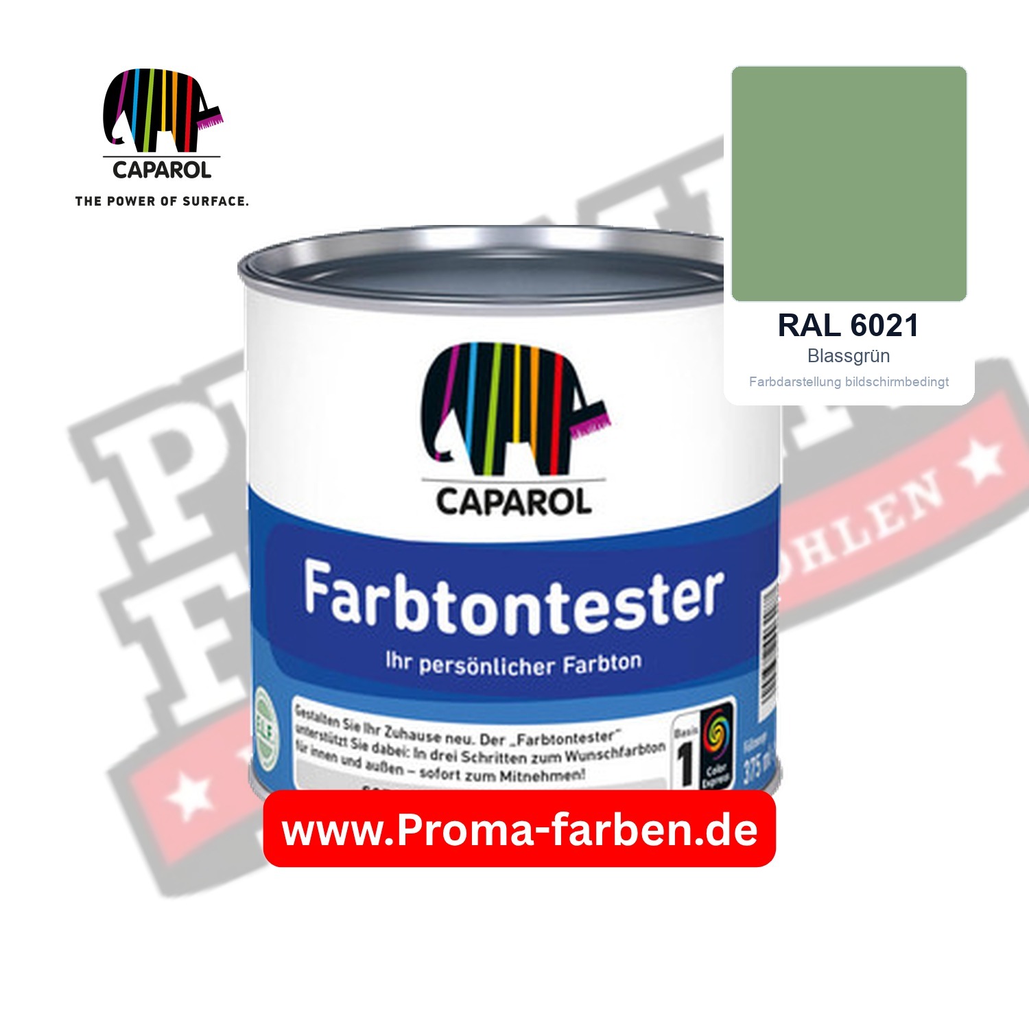 Caparol Farbtontester RAL 6021 Blassgrün