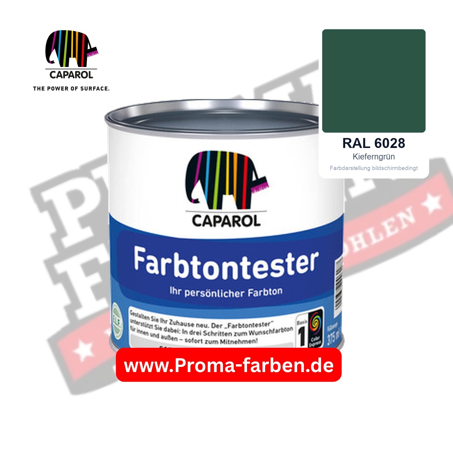 Caparol Farbtontester RAL 6028 Kieferngrün