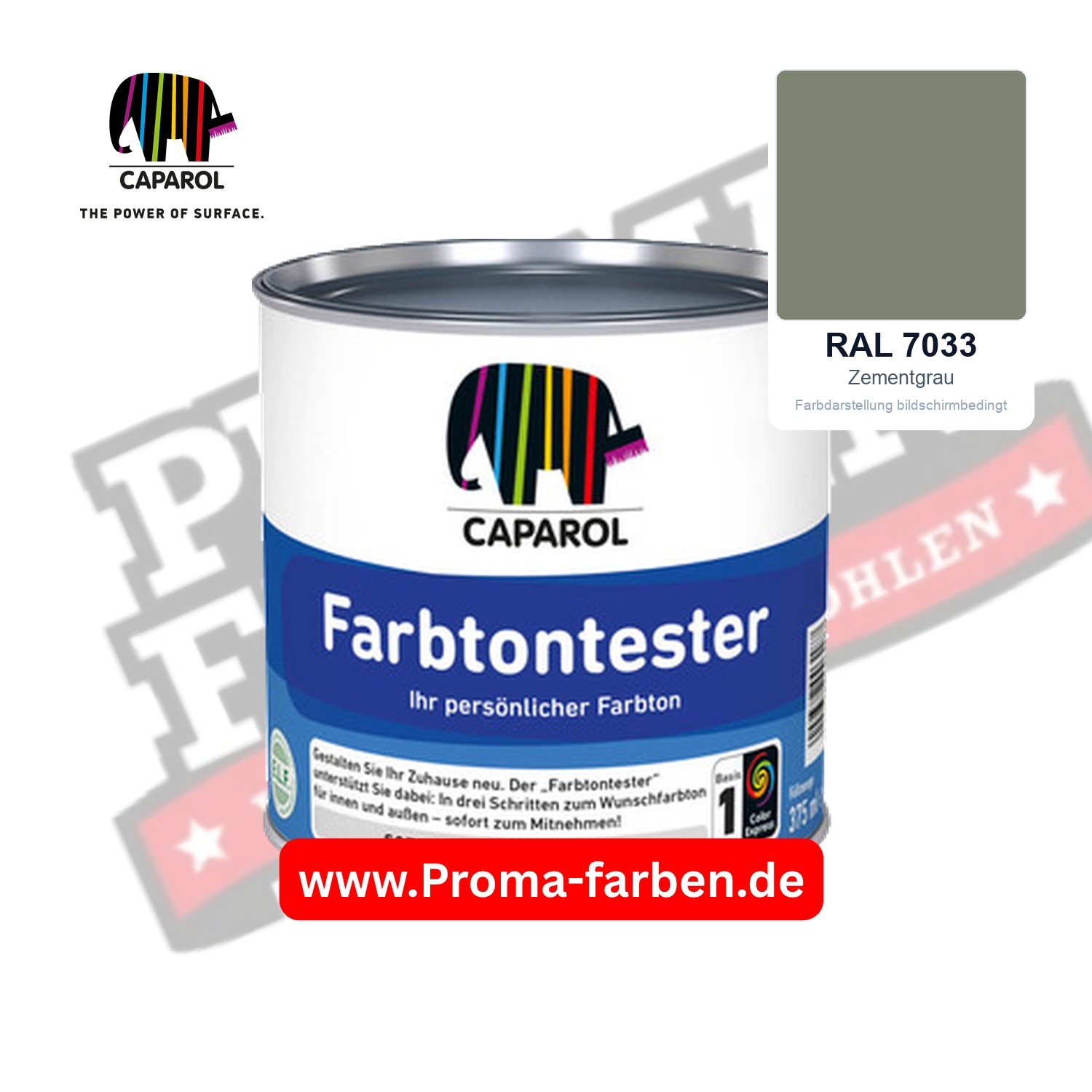 Caparol Farbtontester RAL 7033 Zementgrau