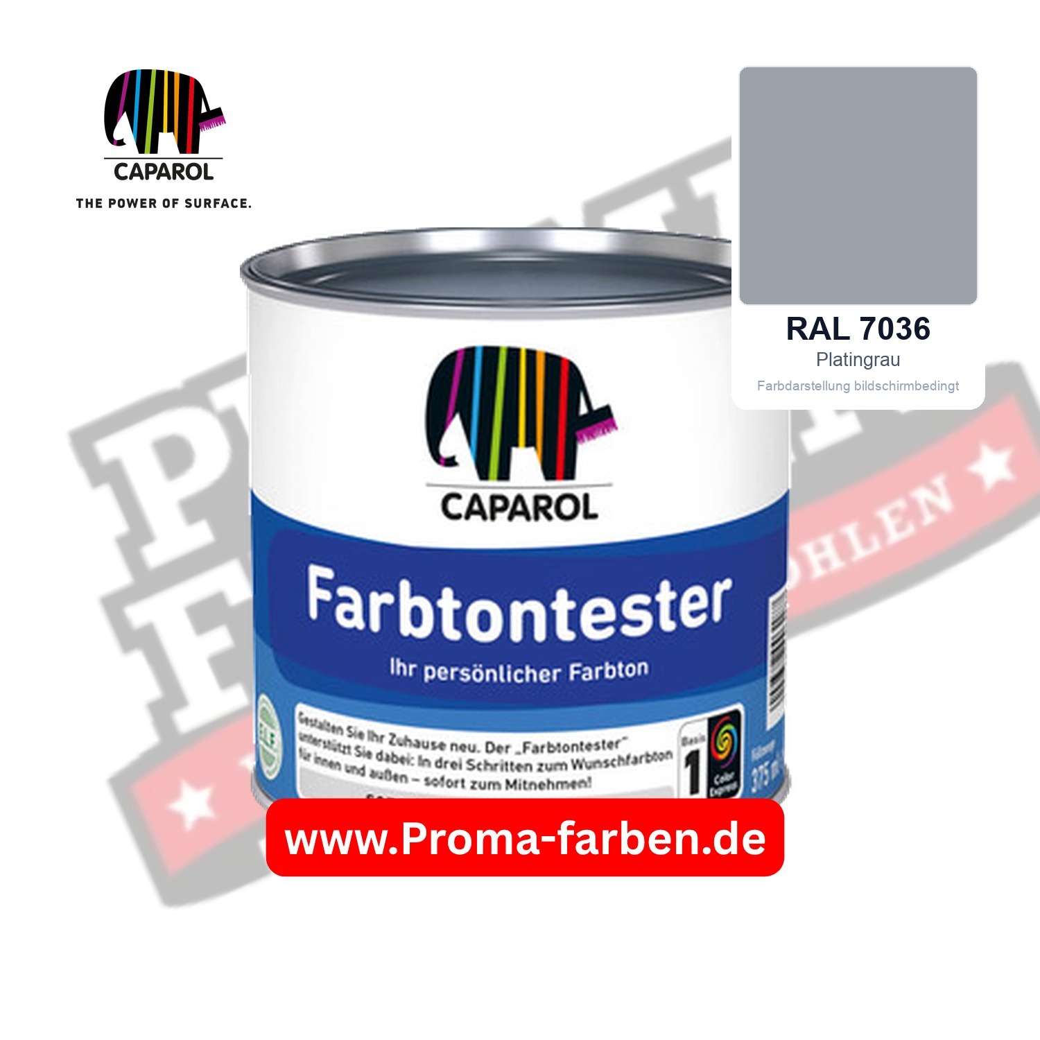 Caparol Farbtontester RAL 7036 Platingrau