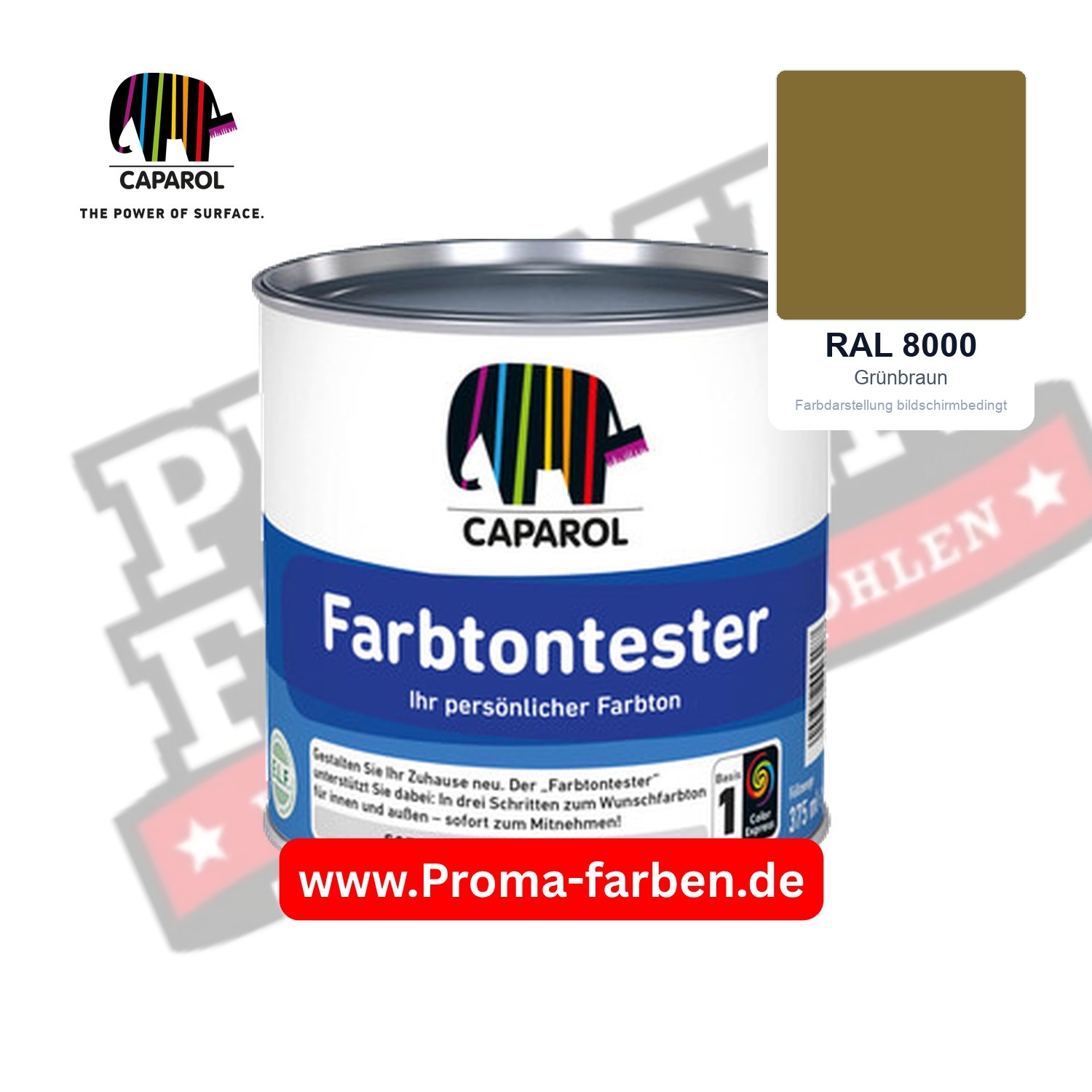 Caparol Farbtontester RAL 8000 Grünbraun
