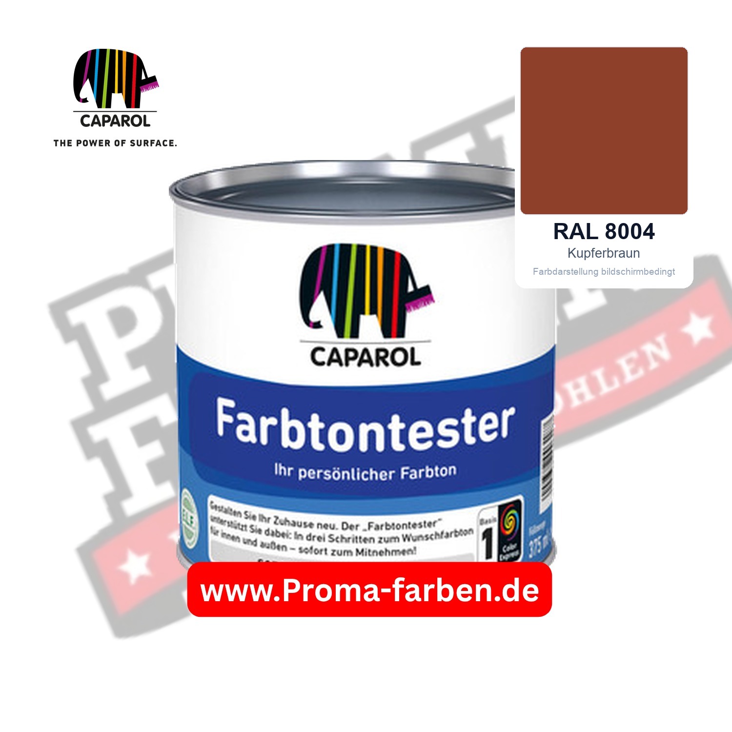 Caparol Farbtontester RAL 8004 Kupferbraun