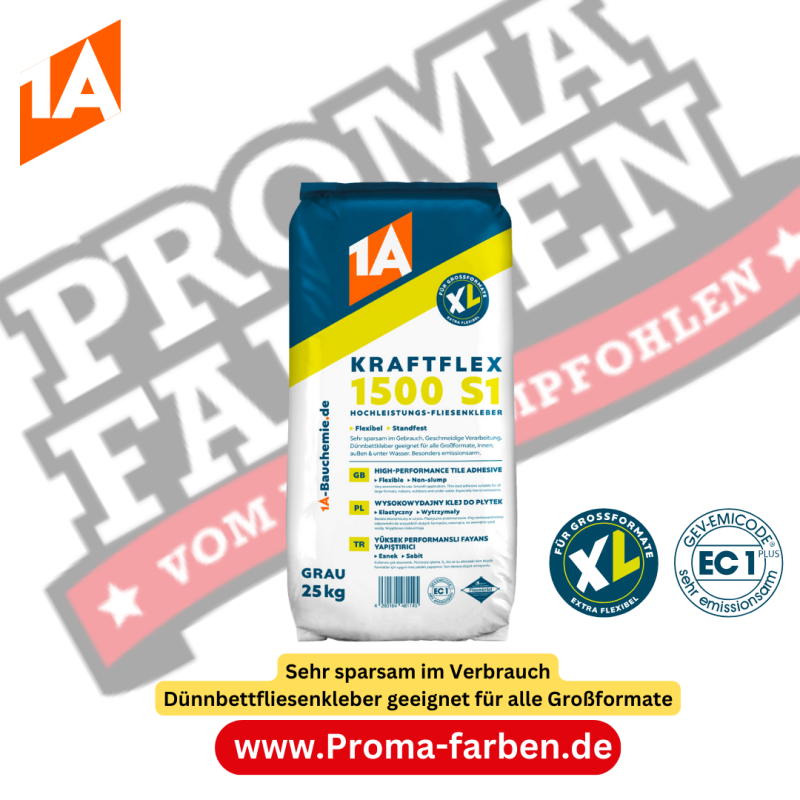 1A Bauchemie 1A KRAFTFLEX 1500 S1 25kg - Hochleistungs-Fliesenkleber Kufen bei Proma farben Kaufen bei Proma farben