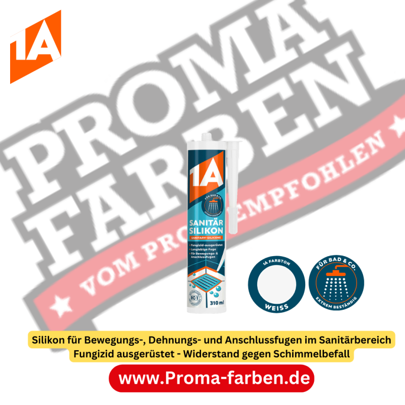 1A Bauchemie 1A SANITÄR SILIKON, Weiß, 310 ml Kaufen bei Proma farben Kaufen bei Proma farben
