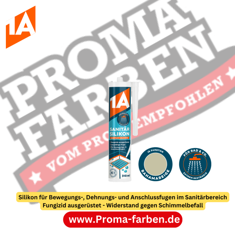 1A Bauchemie 1A SANITÄR SILIKON, bahamabeige, 310 ml Kaufen bei Proma farben Kaufen bei Proma farben