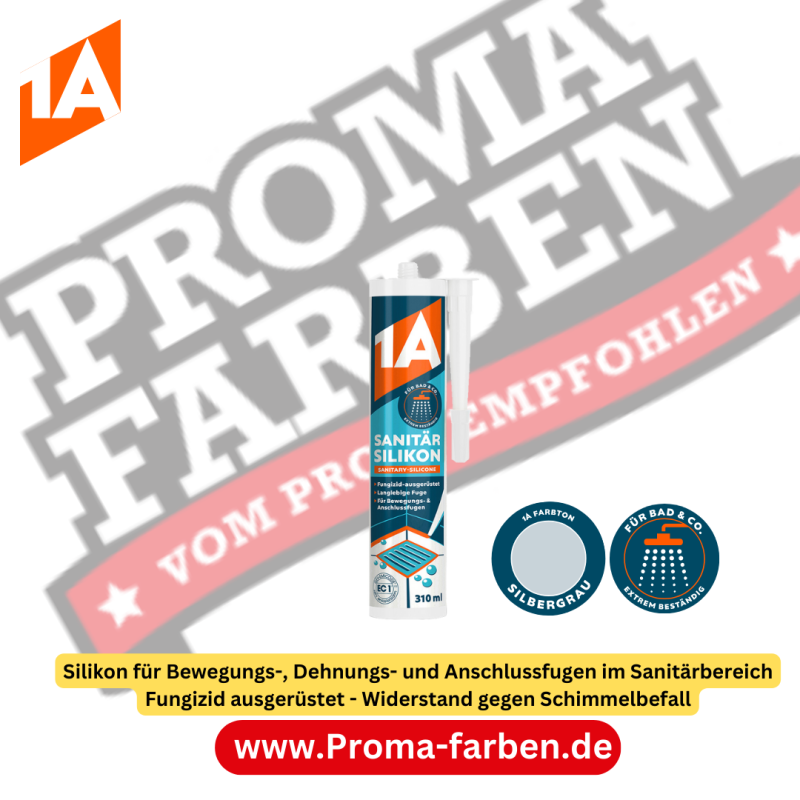 1A Bauchemie 1A SANITÄR SILIKON, silbergrau, 310 ml Kaufen bei Proma farben Kaufen bei Proma farben