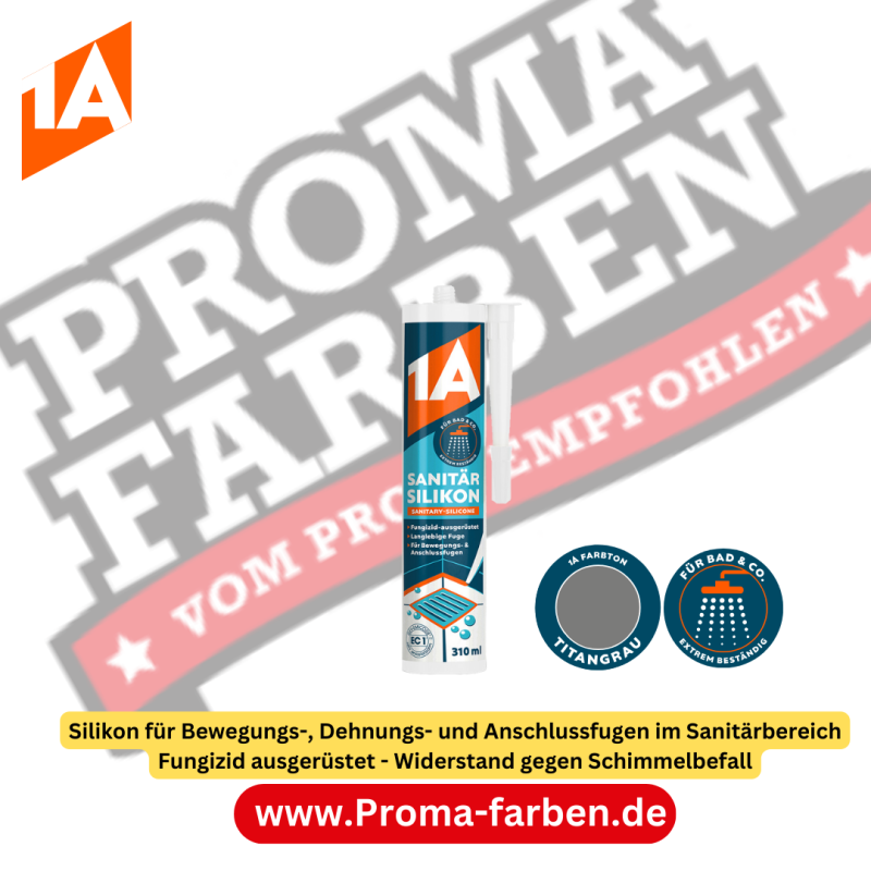 1A Bauchemie 1A SANITÄR SILIKON, titangrau, 310 ml Kaufen bei Proma farben Kaufen bei Proma farben