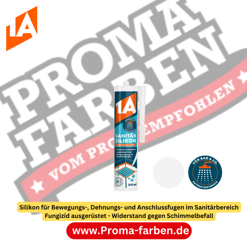 1A Bauchemie 1A SANITÄR SILIKON, transparent, 310 ml Kaufen bei Proma farben Kaufen bei Proma farben