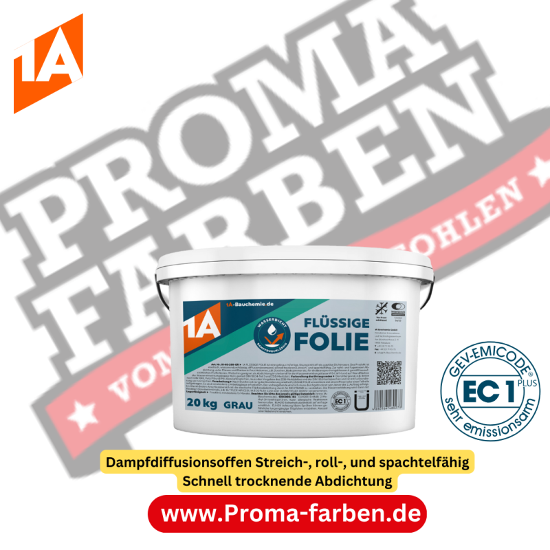 1A Bauchemie Abdichtung 1A FLÜSSIGE FOLIE grau 20kg Kaufen bei Proma farben