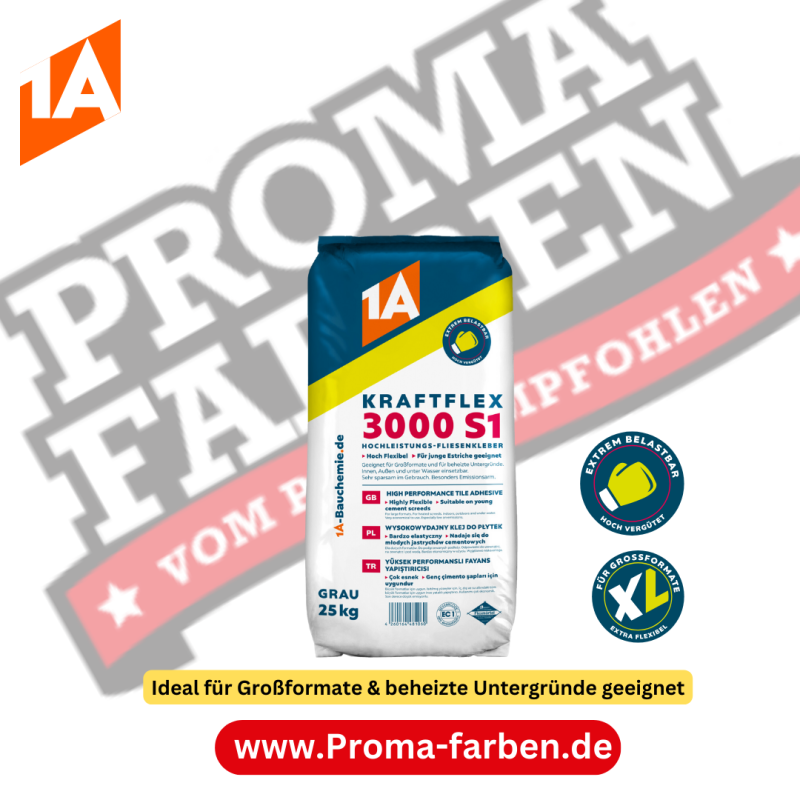 1A KRAFTFLEX 3000 S1 25kg - Hochleistungs-Fliesenkleber Kaufen bei Proma farben