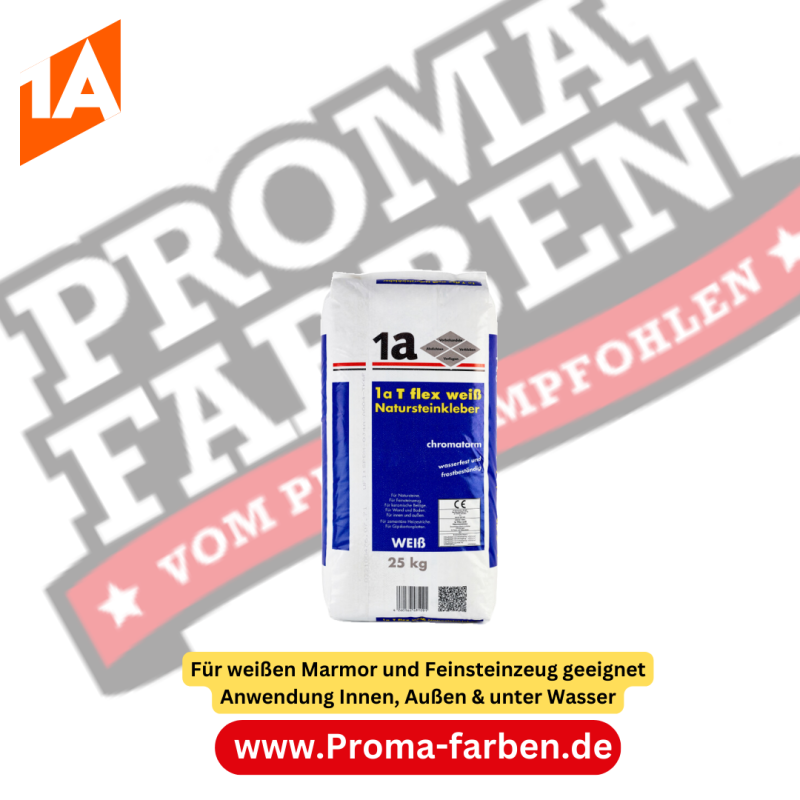 a white bag with blue and white text