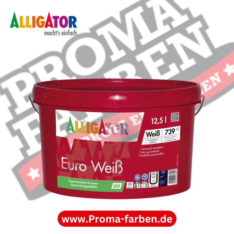 Alligator Euro Weiß LEF/LKF Wandfarbe kaufen bei Proma Farben.de Maler Fachhandel & Onlineshop
