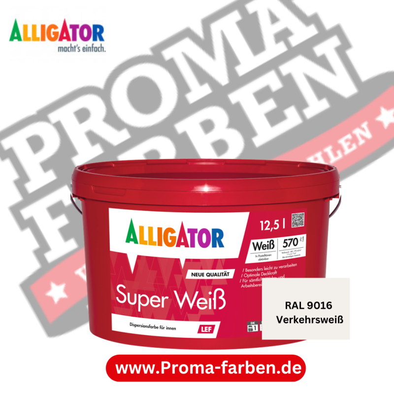 Alligator Super Weiß 9016 Verkehrsweiß Kaufen bei Proma farben (1)