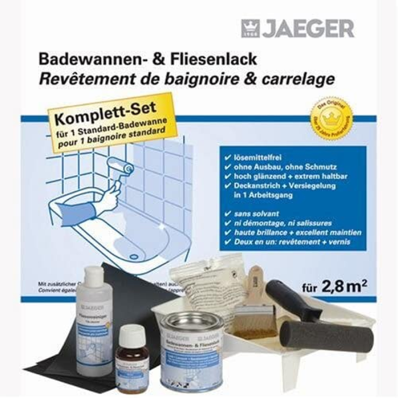 Badewannenlack und Fliesenlack 887 von Jaeger Komplettset für 2,8 qm - pergamon
