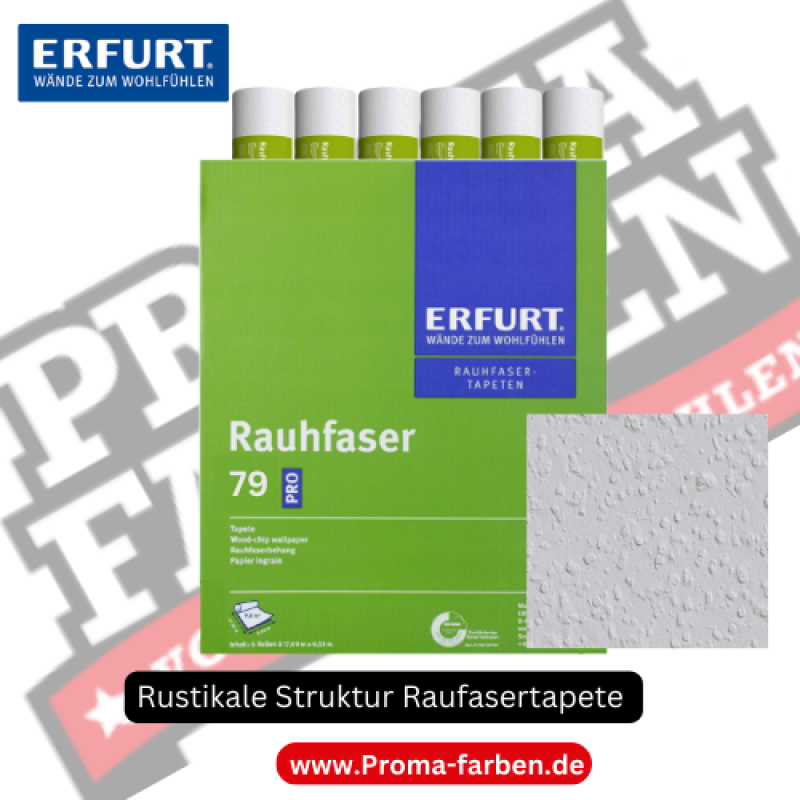 Erfurt 6 Rollen Erfurt Rauhfaser 79 Pro rustikale Raufasertapete weiß kaufen bei ProMa Farben.de