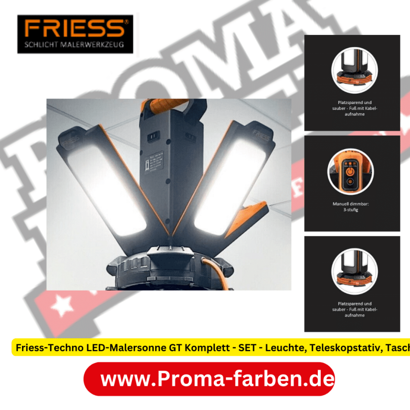 Friess-Techno LED-Malersonne GT Komplett - SET - Leuchte, Teleskopstativ, Tasche kaufen bei Proma Farben