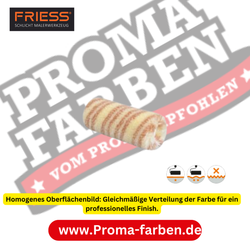 Anwendungen in verschiedenen Umgebungen. Hier sind einige Orte, an denen Sie sie verwenden können: Innenräume: Ideal für das Streichen von Innenwänden in Wohn- und Geschäftsräumen. Die breitere Walze ermöglicht eine schnellere Abdeckung großer Flächen, was sie perfekt für Malerarbeiten in Wohnzimmern, Schlafzimmern, Fluren und anderen Innenbereichen macht. Außenwände: Geeignet für das Streichen von Außenwänden von Häusern, Gebäuden, Zäunen und anderen Strukturen. Die breitere Abdeckung ermöglicht eine effiziente Bearbeitung großer Flächen im Außenbereich. Decken: Die Malerstreif Exquisit-Farbwalze eignet sich auch hervorragend für das Streichen von Decken. Ihre Breite ermöglicht eine gleichmäßige Abdeckung und eine schnellere Arbeitsweise, was besonders bei hohen Decken von Vorteil ist. Möbel und Holzoberflächen: Für größere Möbelstücke oder Holzoberflächen kann die 25 cm breite Farbwalze ebenfalls verwendet werden. Sie erleichtert das schnelle und gleichmäßige Auftragen von Farbe auf größeren Flächen. Renovierungsarbeiten: Ob beim Streichen von renovierten Räumen oder beim Auffrischen alter Oberflächen, die Malerstreif Exquisit-Farbwalze mit 25 cm Breite ist eine praktische Wahl für Renovierungsarbeiten aller Art. Professionelle Malerprojekte: Für Malerunternehmen und professionelle Maler ist die Verwendung einer breiteren Farbwalze oft von Vorteil, da sie die Effizienz steigert und die Arbeitszeit verkürzt.