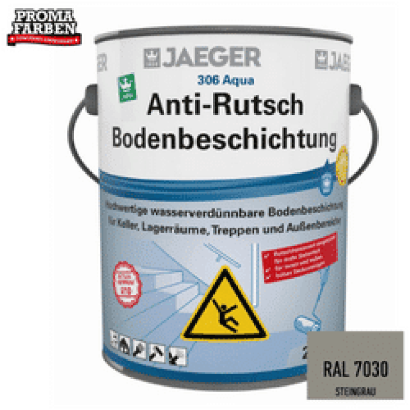 JAEGER Aqua Anti-Rutsch Bodenbeschichtung, RAL 7030 Steingrau