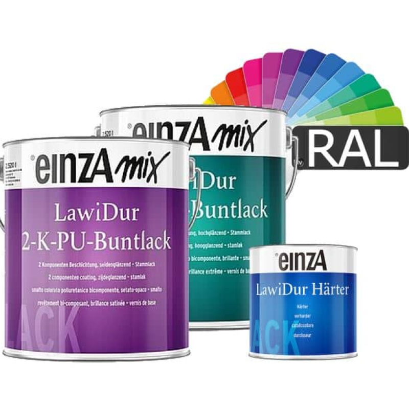 einzA mix LawiDur 2-K-PU-Buntlack RAL-Farben Stammlack und Härter 3L