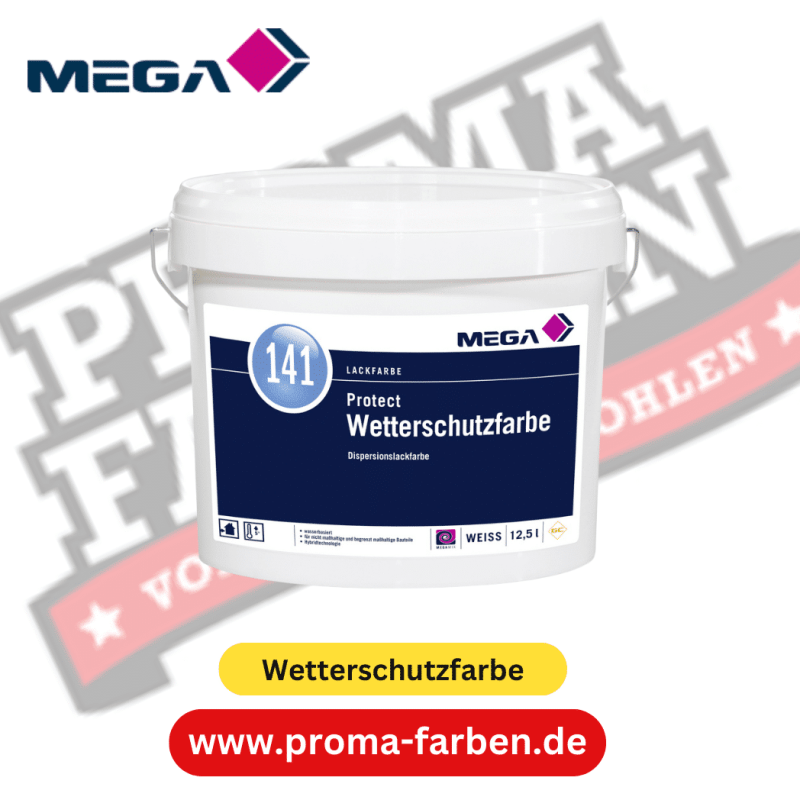 MEGA 141 Protect Wetterschutzfarbe 12,50 l weiß 9110 MEGA 141 Protect Wetterschutzfarbe 12,50 l online bestellen bei ProMa Farben