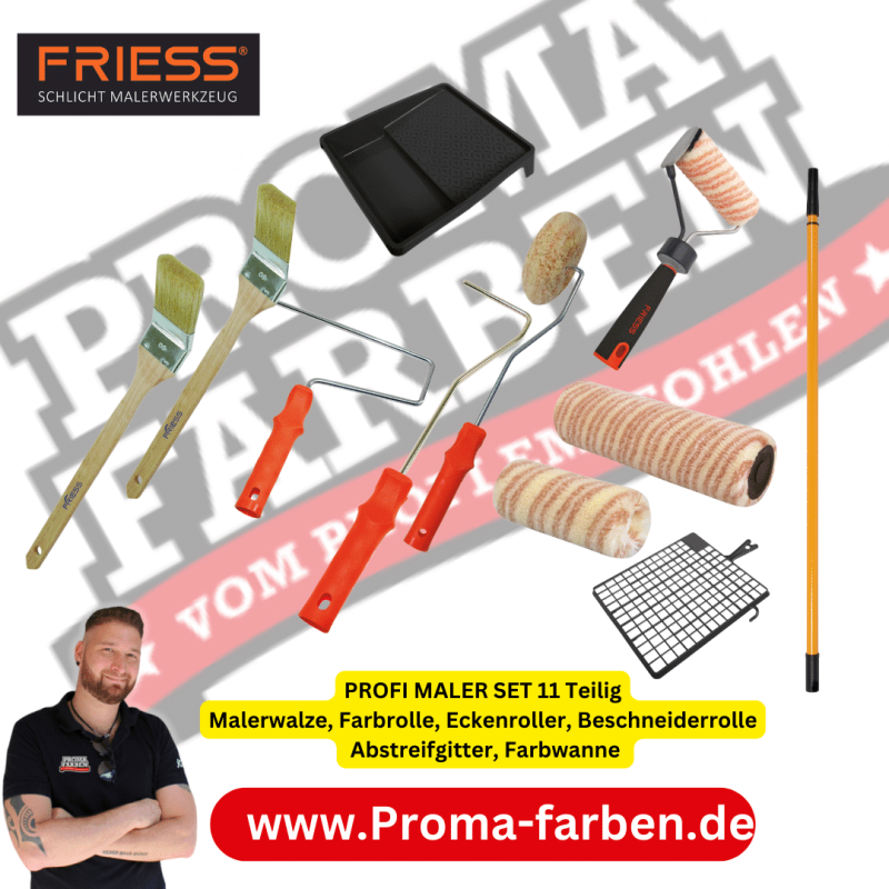 Malerwalze Farbroller Farbrolle Malerwalze Teleskopstange Abstreifgitter SET 11 Teilig kaufen bei Proma Farben