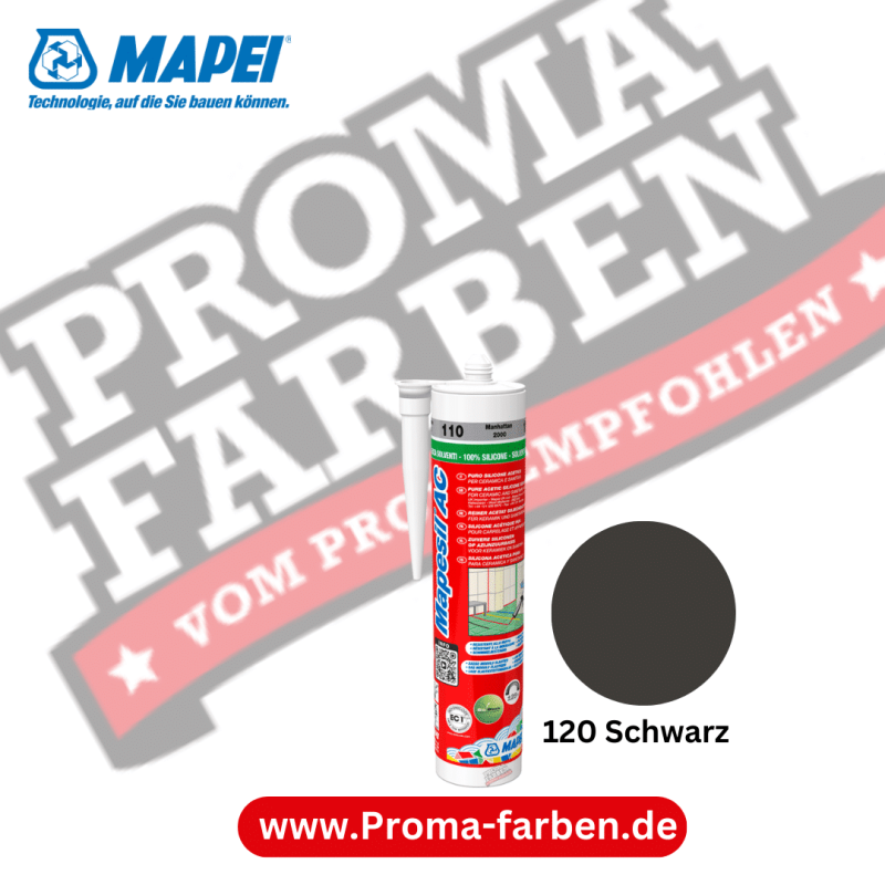 Mapei Mapesil AC 310ml Silikon-Dichtstoff 120 Schwarz Kaufen bei Proma farben