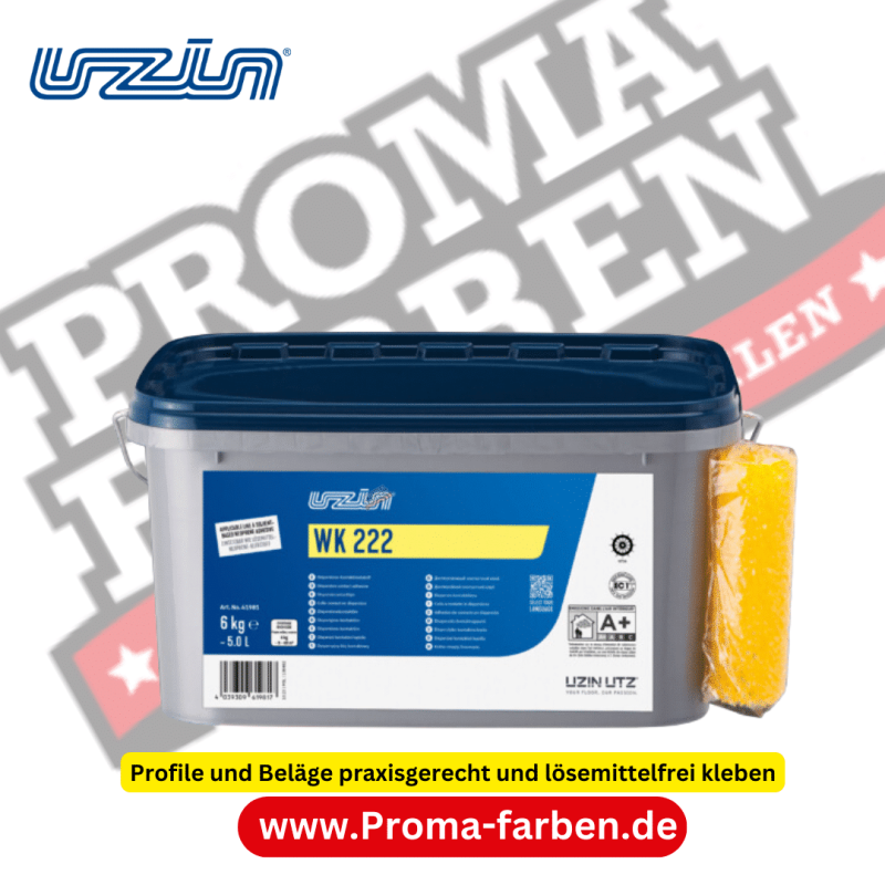 UZIN WK 222 LÖSEMITTELFREIER KONTAKTKLEBSTOFF Neoprene-Klebstoff auf Wasserbasis für alle bauüblichen Kontaktverklebungen sehr gut walz- und pinselstreichfähig auch am Vortag einstreichbar hoch weichmacherbeständig