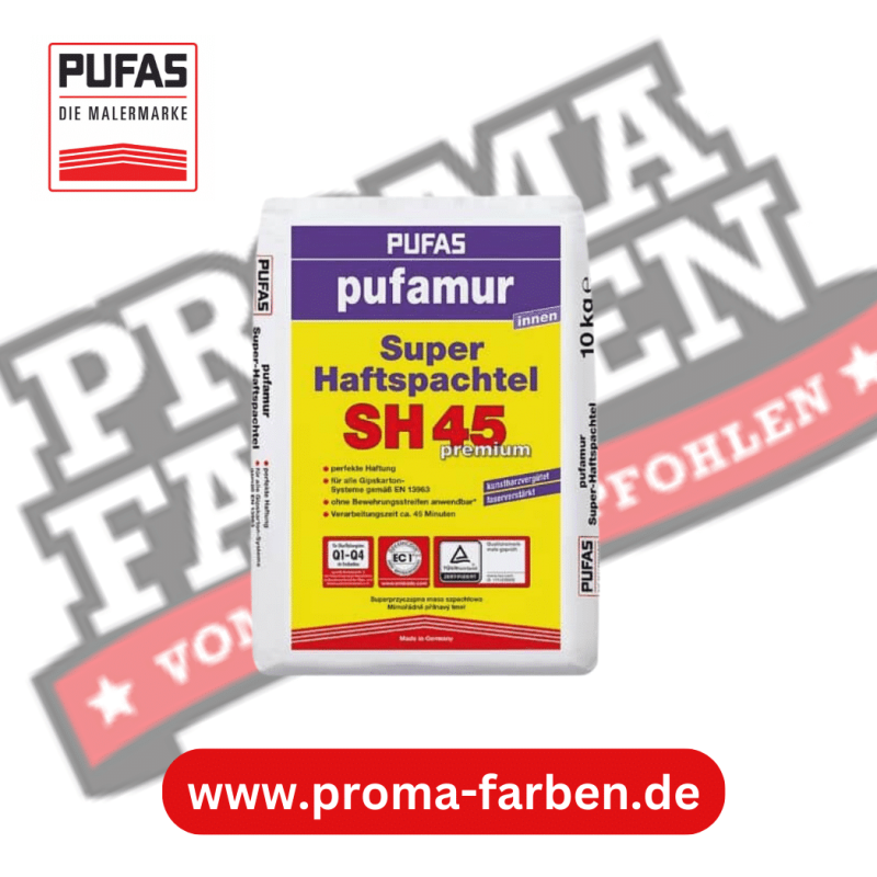 Pufas pufamur Super-Haftspachtel SH45, Faserverstärkte 25kg Pufas Grundierweiss GP5 online bei ProMa Farben bestellen