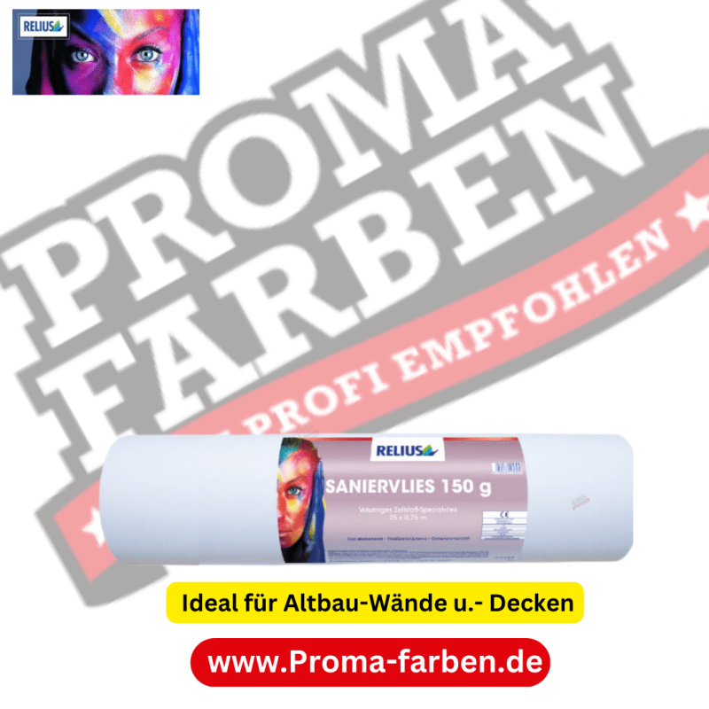 Das Relius Saniervlies 150g/qm ist die ideale Wahl, wenn Sie einen volumigen, nicht vorpigmentierten Wandbelag für die Renovierung suchen. Mit seiner Fähigkeit, den Untergrund effektiv abzudecken und eine gleichmäßige Oberfläche zu schaffen, bietet es eine solide Grundlage für die kreative Gestaltung Ihrer Wände mit Tapeten oder Anstrichen.