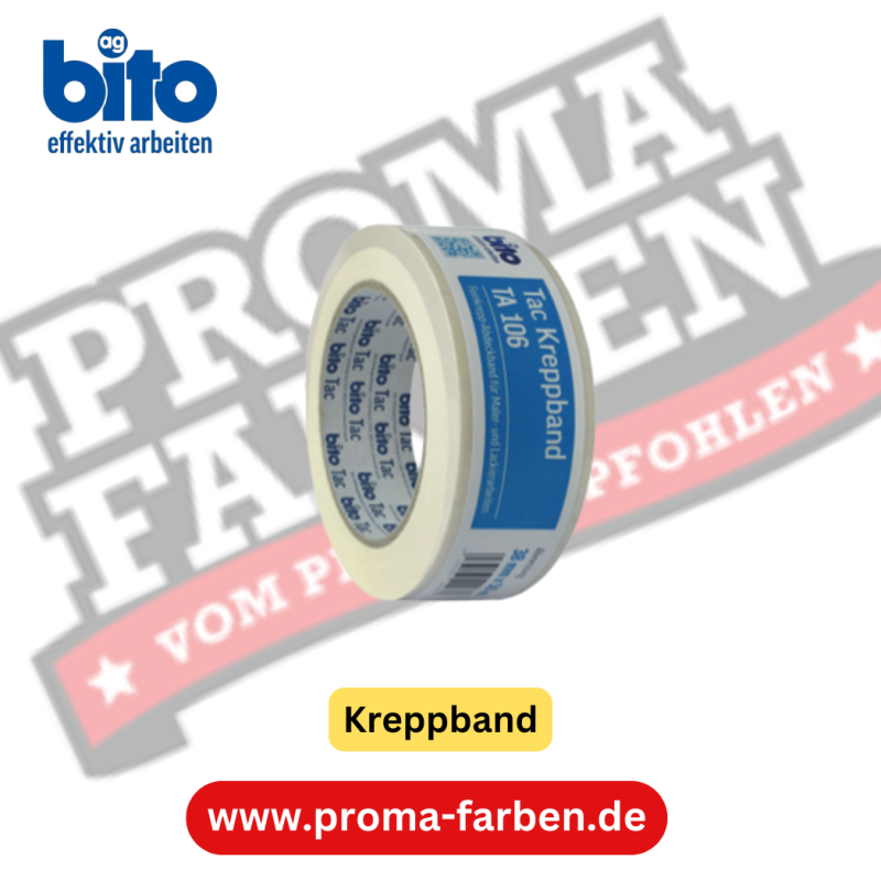 bito Tac Kreppband 25mm x 50m TA 106 bito Baufolie 50 x 4m FO 609 online bestellen bei ProMa Farben