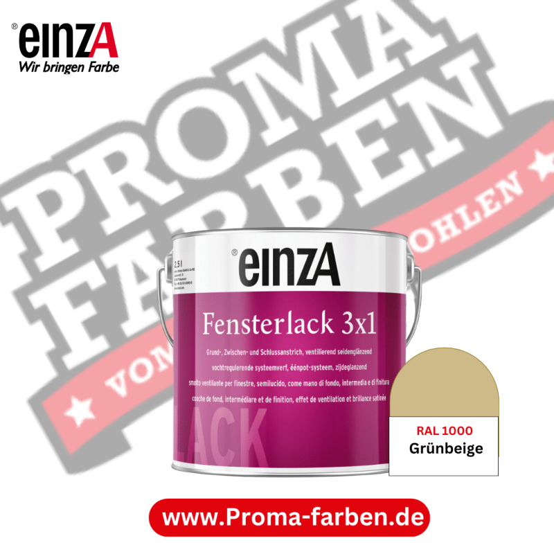 einza Fensterlack 3×1 RAL 1000 Grünbeige Wetterschutz für außen kaufen bei Proma-farben.de Malermarkt