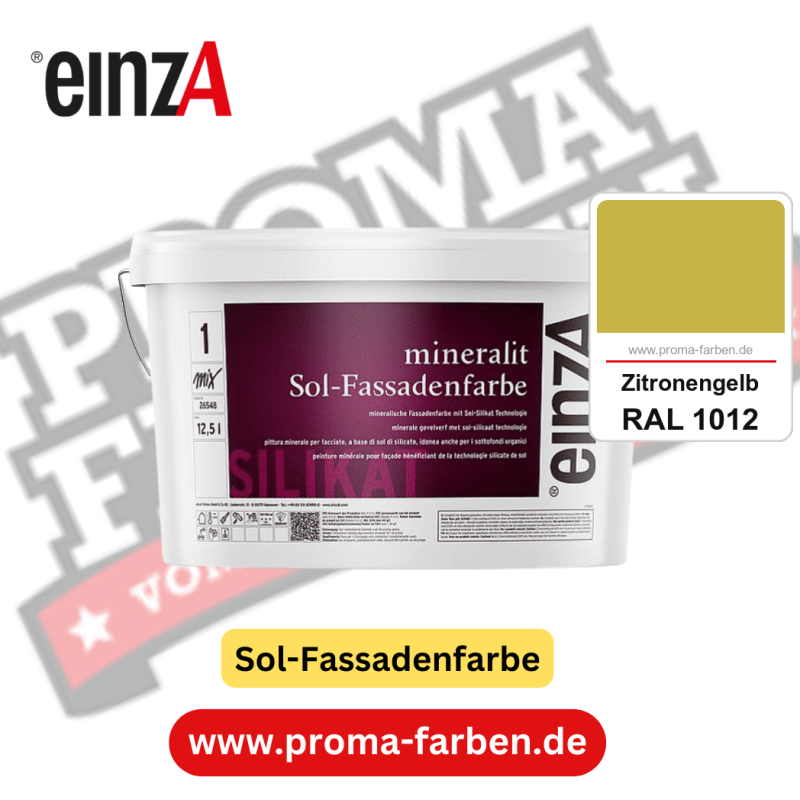 einzA mineralit Sol Fassadenfarbe kaufen bei Proma Farben RAL 1012 Zitronengelb