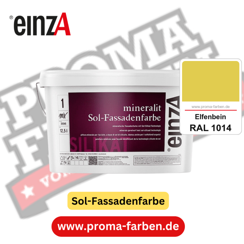 einzA mineralit Sol Fassadenfarbe kaufen bei Proma Farben RAL 1014 Elfenbein