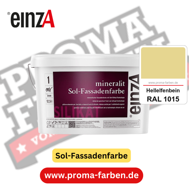 einzA mineralit Sol Fassadenfarbe kaufen bei Proma Farben RAL 1015 Hellelfenbein