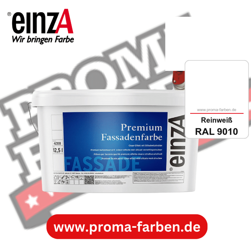 einzA Premium Fassadenfarbe kaufen bei Proma Farben RAL 9010 Reinweiß