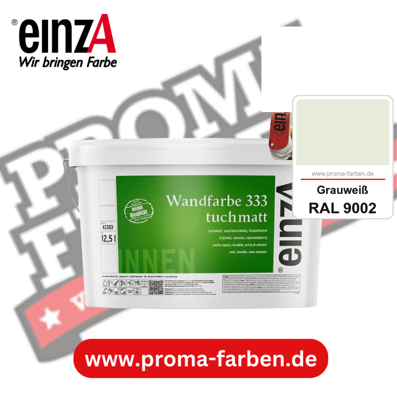 einzA Wandfarbe 333 tuchmatt kaufen bei Proma Farben RAL 9002 Grauweiß