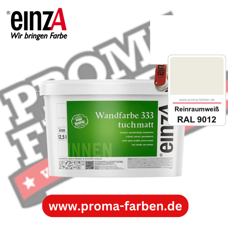 einzA Wandfarbe 333 tuchmatt kaufen bei Proma Farben RAL 9012 Reinraumweiß