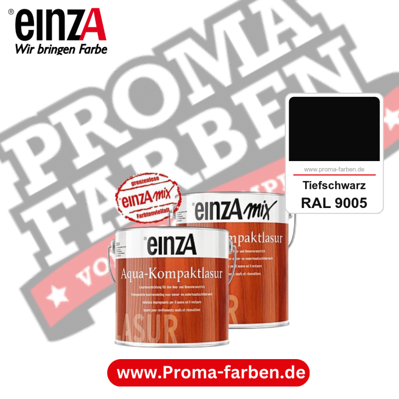 einzA Aqua-Kompaktlasur kaufen bei Proma Farben RAL 9005 Tiefschwarz