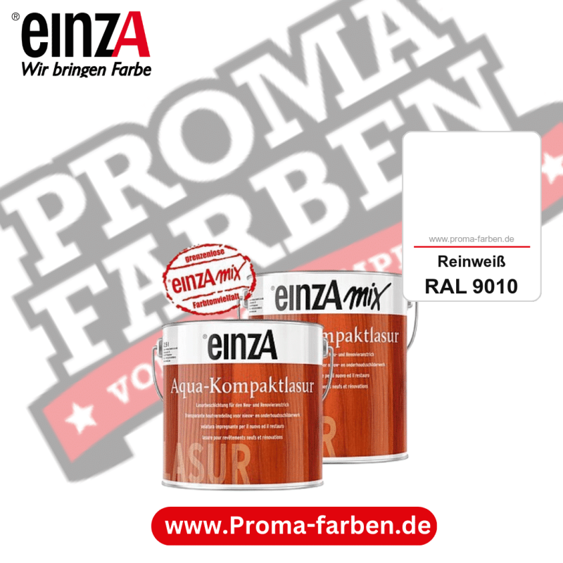 einzA Aqua-Kompaktlasur kaufen bei Proma Farben RAL 9010 Reinweiß