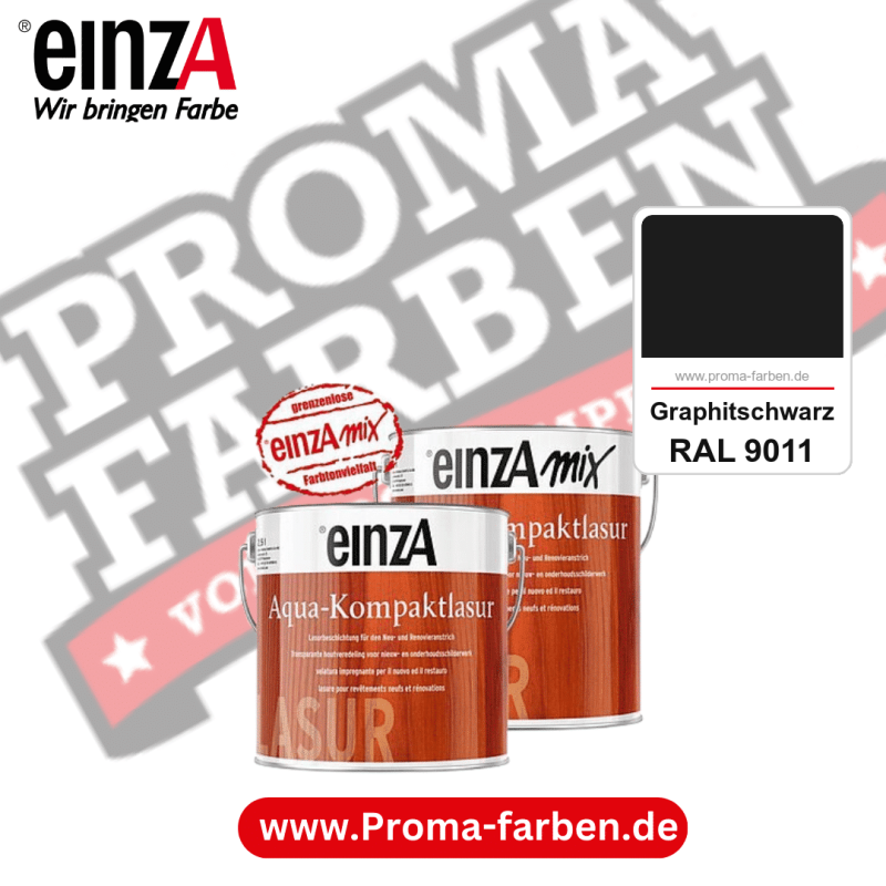 einzA Aqua-Kompaktlasur kaufen bei Proma Farben RAL 9011 Graphitschwarz