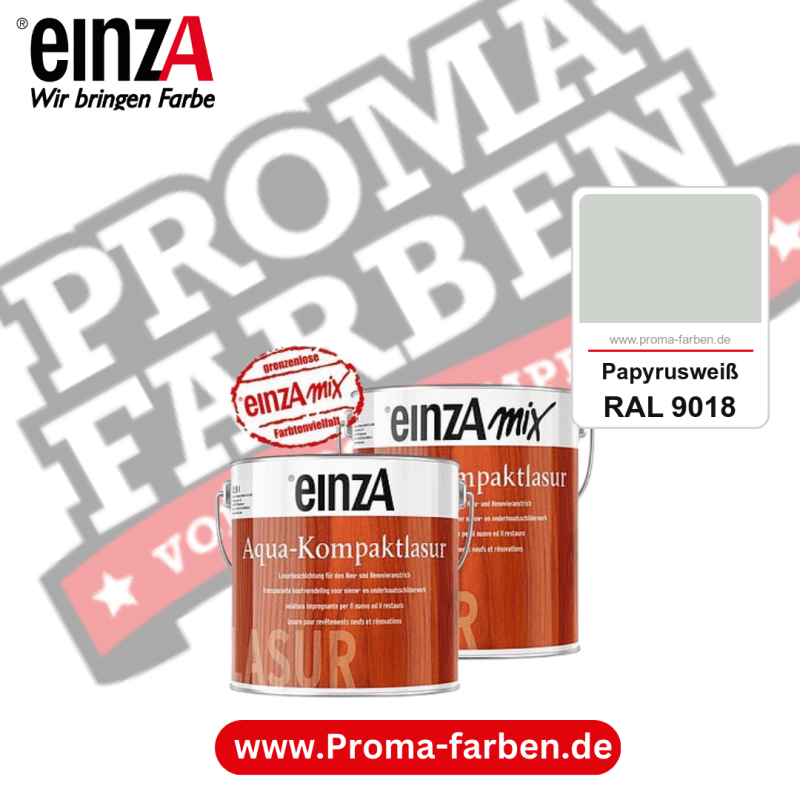 einzA Aqua-Kompaktlasur kaufen bei Proma Farben RAL 9018 Papyrusweiß