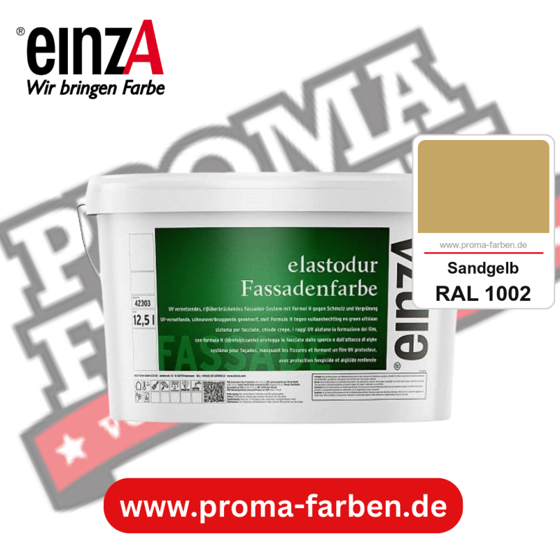 einzA elastodur Fassadenfarbe kaufen bei Proma Farben RAL 1002 Sandgelb