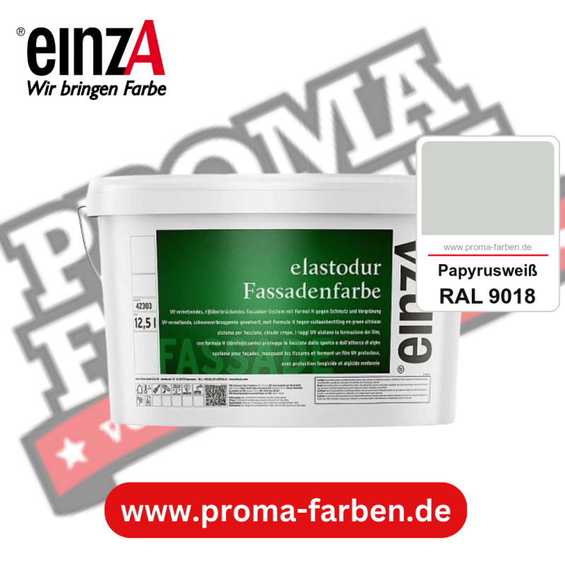 einzA elastodur Fassadenfarbe kaufen bei Proma Farben RAL 9018 Papyrusweiß
