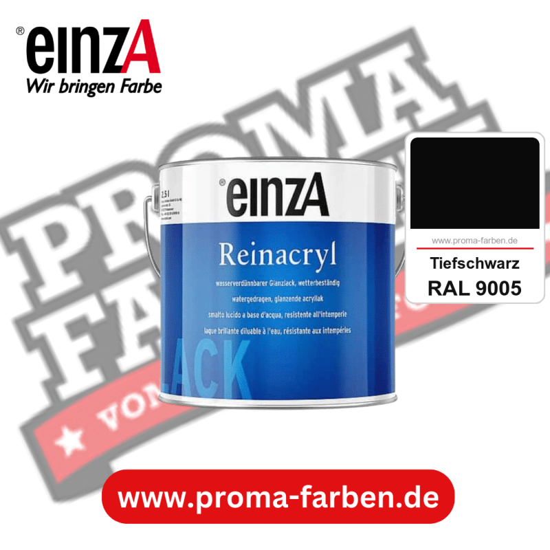 einzA Reinacryl Glanzlack kaufen bei Proma Farben RAL 9005 Tiefschwarz