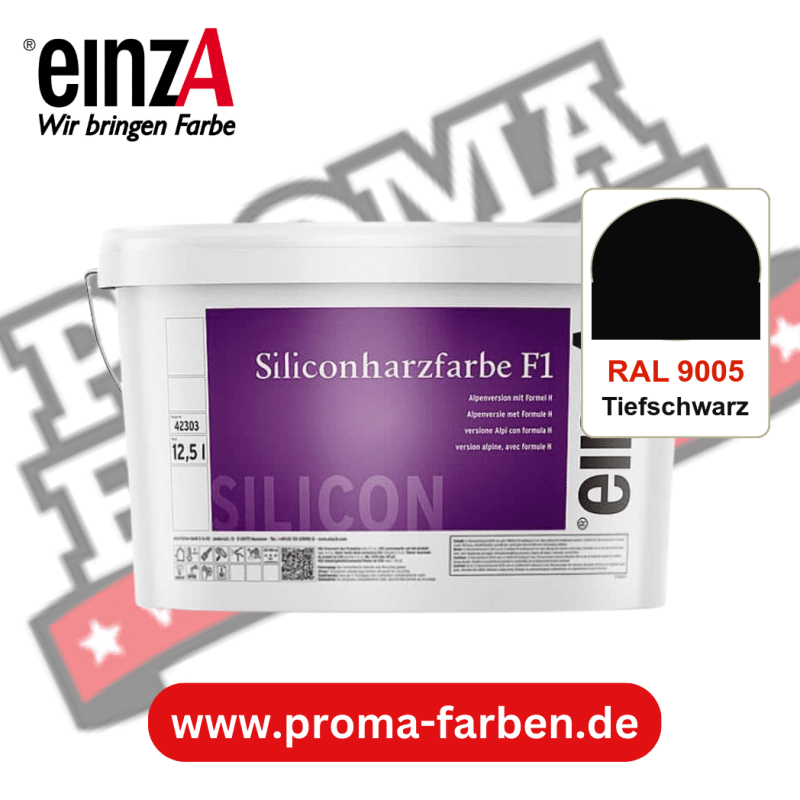 einzA Siliconharzfarbe F1 kaufen bei Proma Farben RAL 9005 Tiefschwarz
