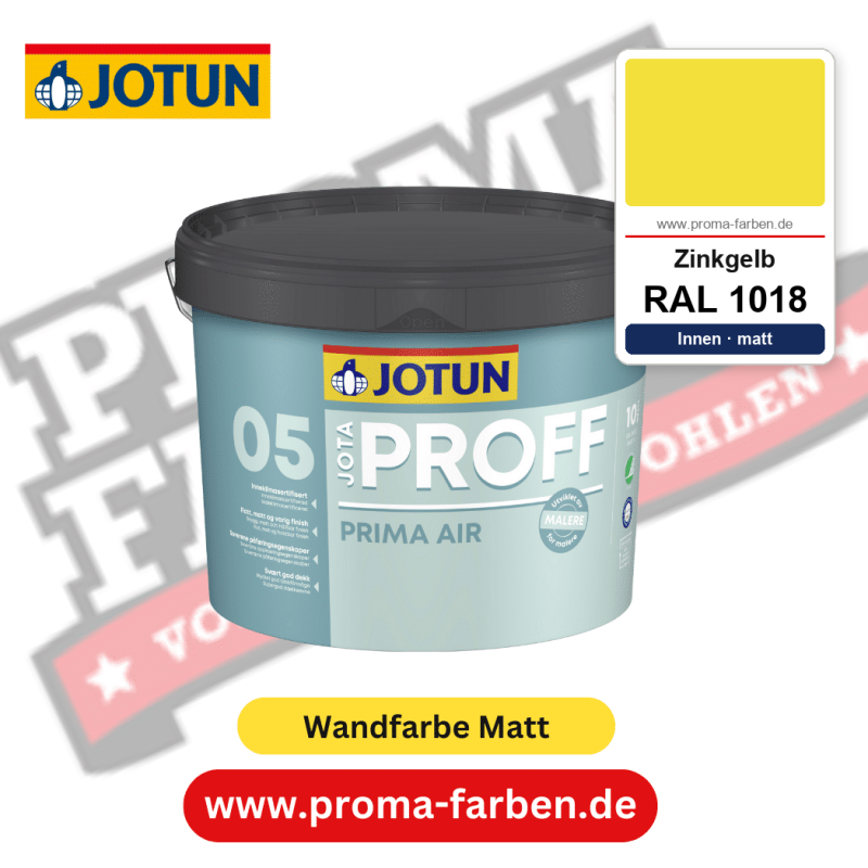 Jotaproff Prima Air 05 RAL 1018 Zinkgelb – deckende matte Innenraumfarbe von Jotun, online kaufen bei Proma Farben