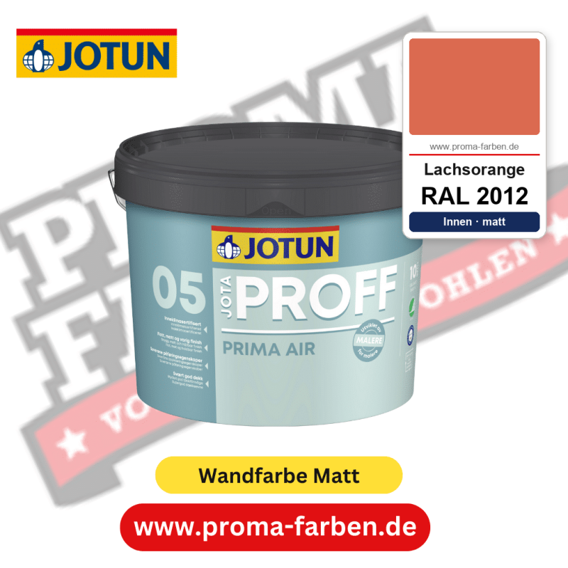 Jotaproff Prima Air 05 RAL 2012 Lachsorange – deckende matte Innenraumfarbe von Jotun, online kaufen bei Proma Farben